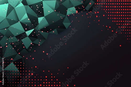 captivating business banner concept background, showcasing a modern blend of black, green, and red tones, accented with geometric triangles and particles for an eye-catching web banner design