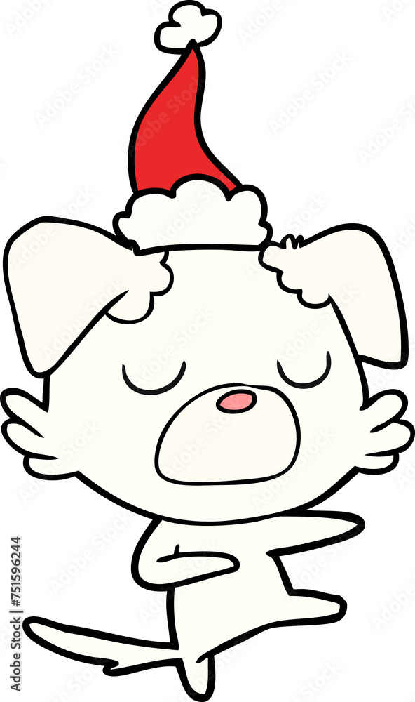 line drawing of a dog wearing santa hat line drawing of a dog wearing santa hat