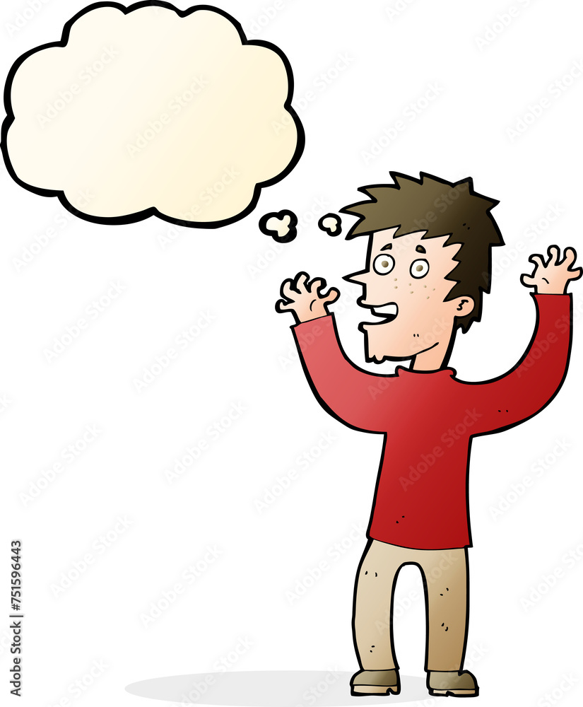 cartoon excited man with thought bubble cartoon excited man with thought bubble