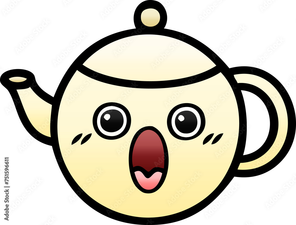 Fototapeta premium gradient shaded cartoon tea pot