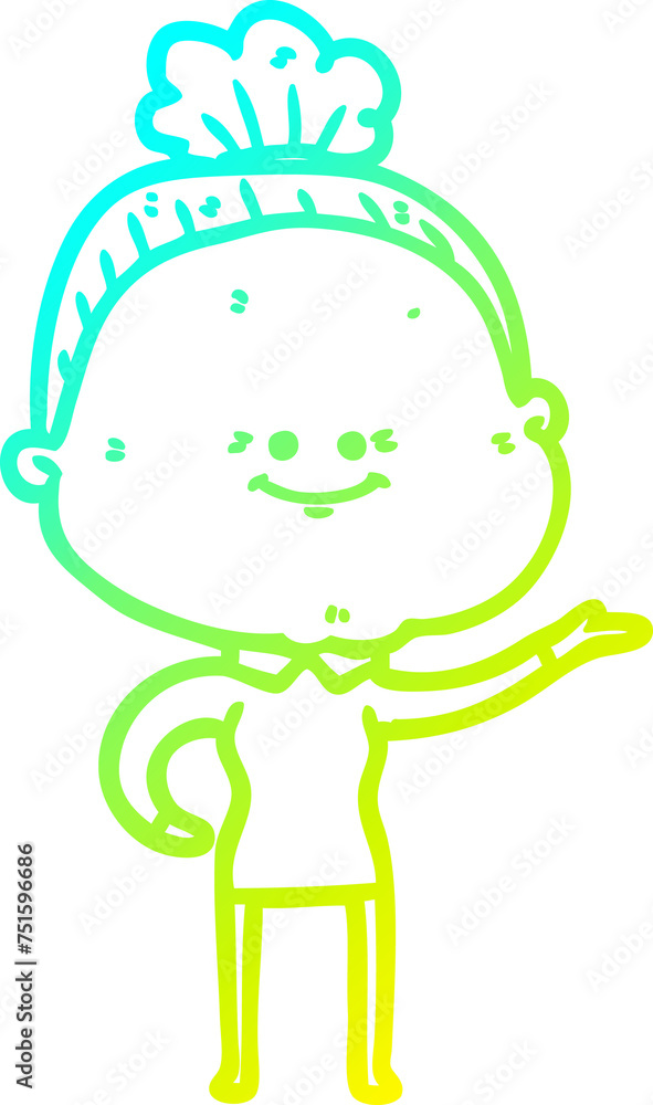 cold gradient line drawing cartoon happy old woman cold gradient line drawing cartoon happy old woman
