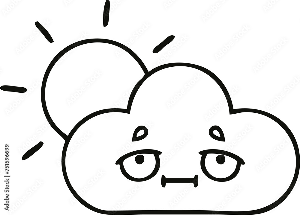 line drawing cartoon sunshine and cloud line drawing cartoon sunshine and cloud