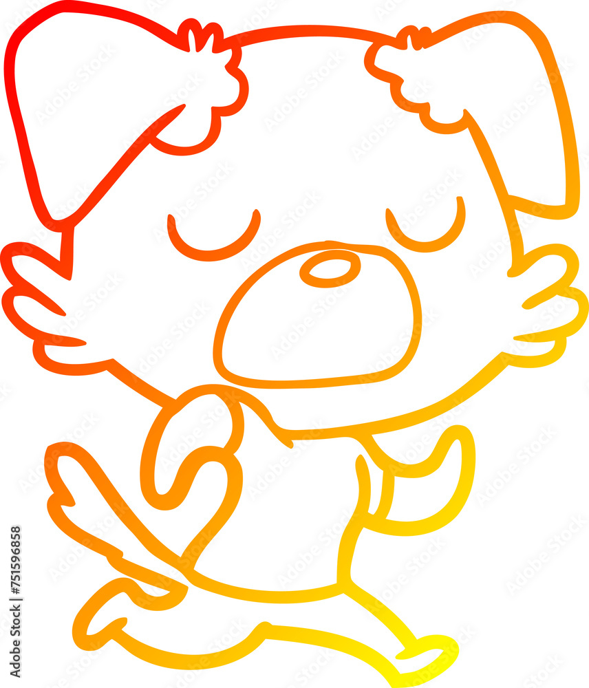 warm gradient line drawing cartoon dog jogging warm gradient line drawing cartoon dog jogging