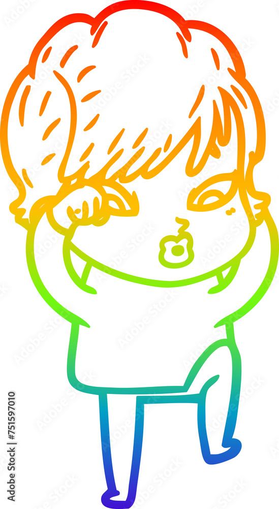 rainbow gradient line drawing cartoon woman rainbow gradient line drawing cartoon woman