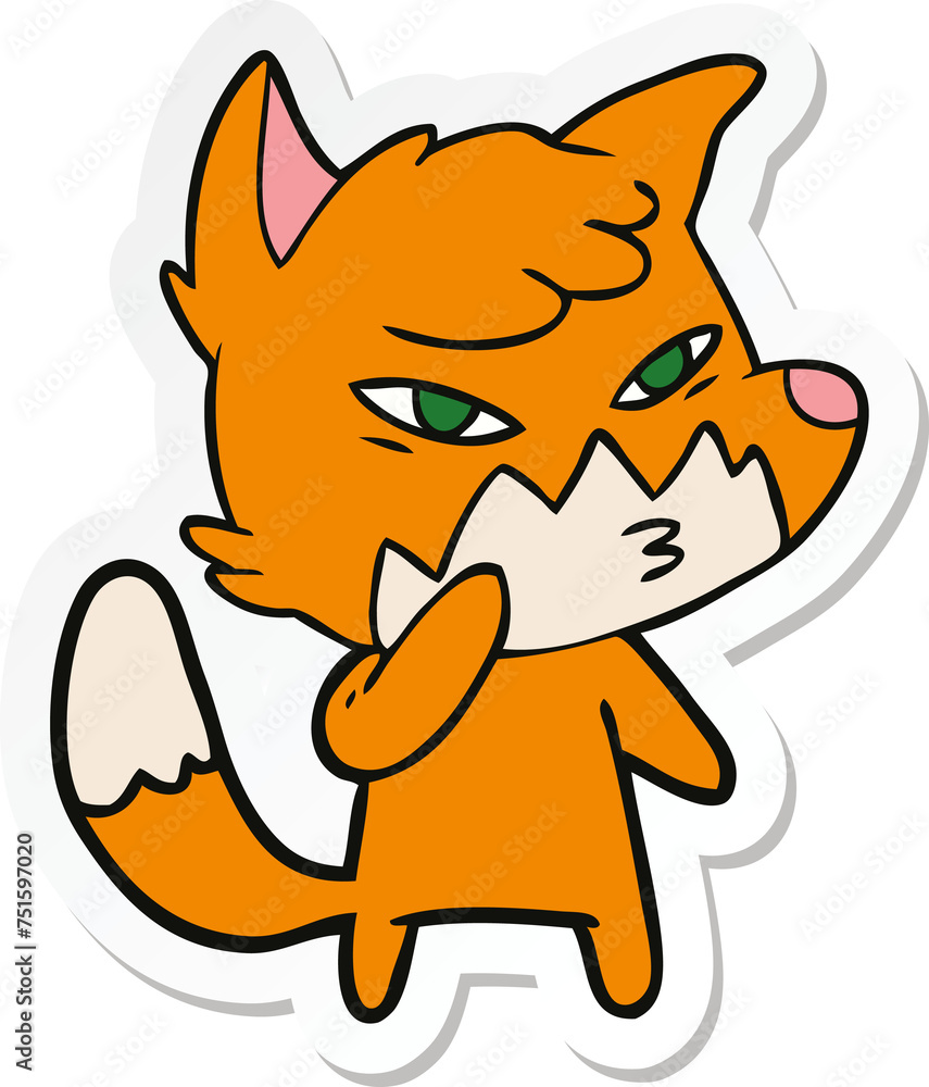 sticker of a clever cartoon fox sticker of a clever cartoon fox