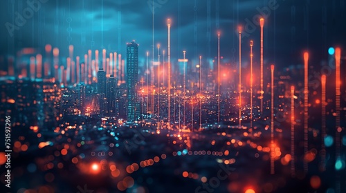 bar, chart, financial, graph, statistic, analysis, background, invest, candleholder, currency. skyscrapers cityscape buildings. beautiful real estate. forex financial graph and chart hologram. © sornthanashatr