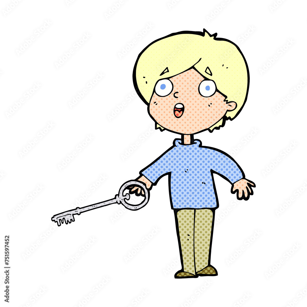 cartoon boy with key