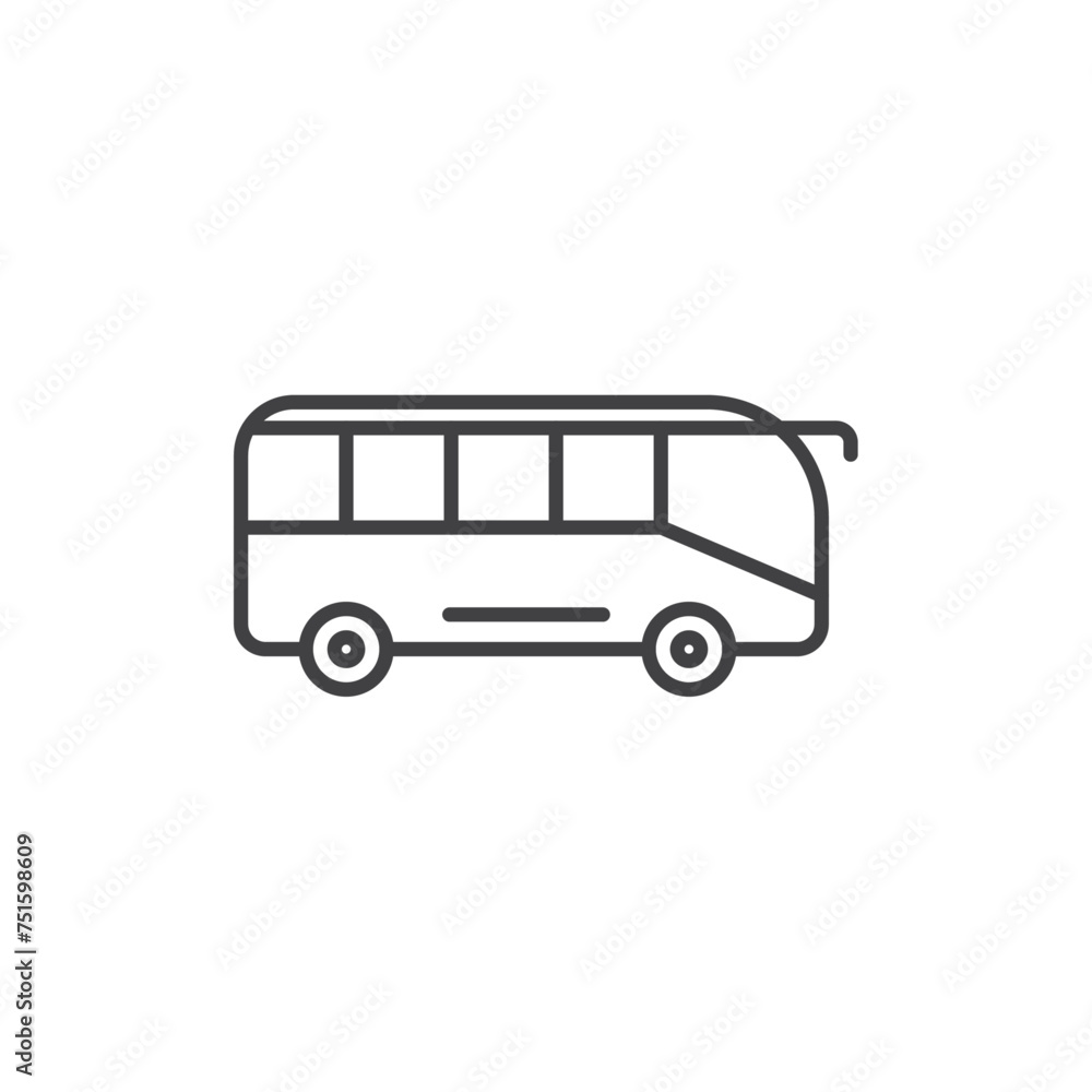 Bus Coach Vector Line Icon illustration.