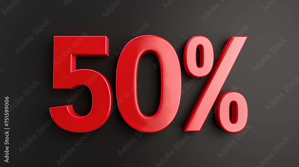 3D images of 50% red colour on a black background 3D images of 50% red colour on a black background