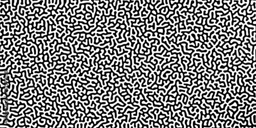 Abstract truing organic wallpaper Turing reaction diffusion monochrome seamless pattern with chaotic motion.Generative algorithm psychedelic background. Reaction-diffusion or truing pattern formation.