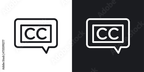 Closed Caption Icon Designed in a Line Style on White background. photo