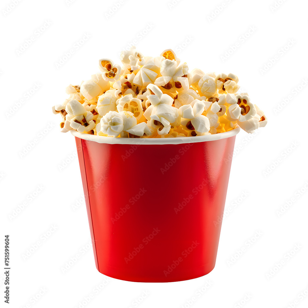 Popcorn red bucket isolated on transparent background Popcorn red bucket isolated on transparent background