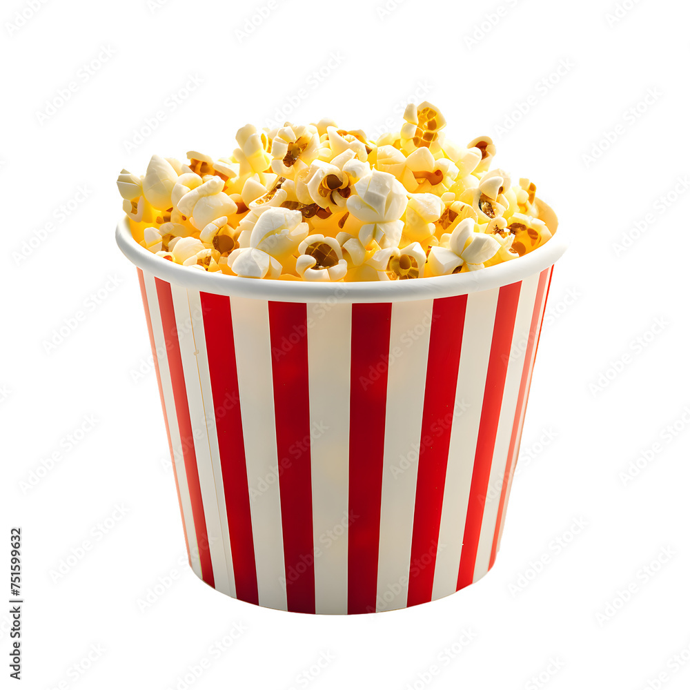 Popcorn red bucket isolated on transparent background Popcorn red bucket isolated on transparent background
