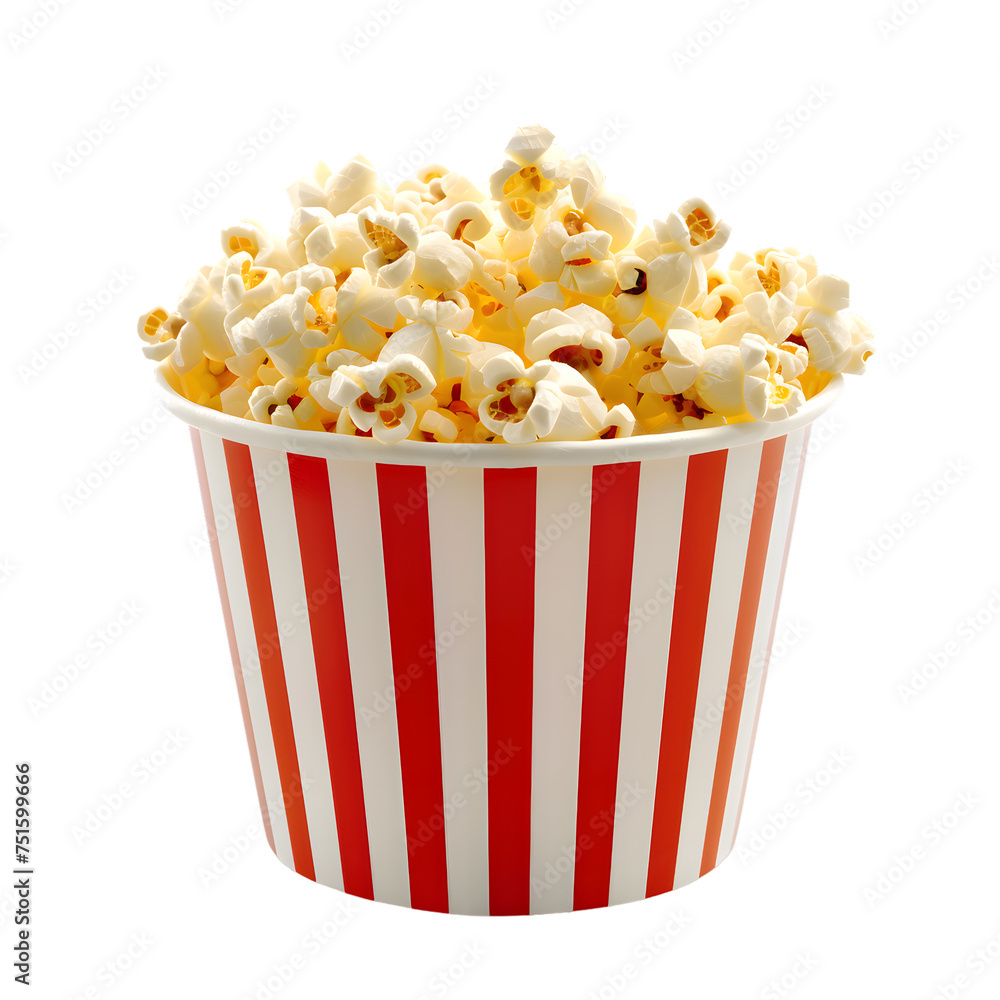 Popcorn red bucket isolated on transparent background Popcorn red bucket isolated on transparent background