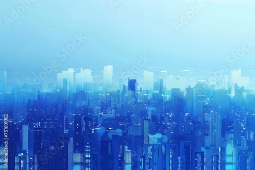 mesmerizing blue Digital Pixelation background, featuring dynamic pixel patterns that evoke a futuristic and modern aesthetic, seamlessly blended with a captivating cityscape backdrop © Martin