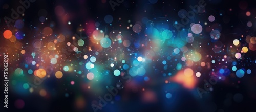 Multicolored soft bokeh lights create a vibrant and blurred display against a dark background  adding a sense of mystery and intrigue.