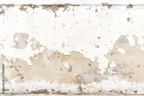 This image showcases the intricate patterns of peeling paint on an aged wall, revealing layers of texture and color erosion over time. The white paint is flaking and bubbling, exposing the raw