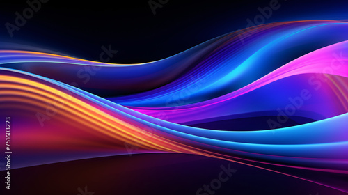 A colorful wave of light with a blue and purple stripe. The colors are vibrant and the wave is long