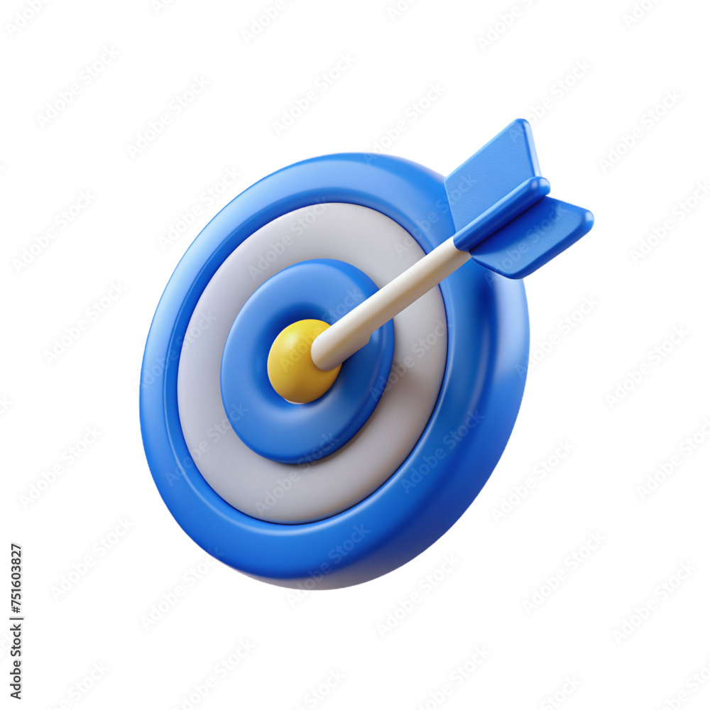 Dart on a target for business purpose 3d transparent. Dart on a target for business purpose 3d transparent.