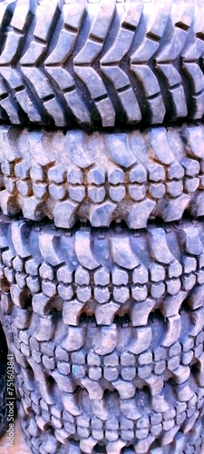close up of stack of tires 