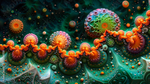 Abstract Fractal Artwork of Microbial Landscapes