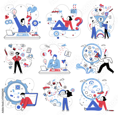 Logical analysis vector illustration. The symphony reasonance plays its enchanting melody in grand auditorium analytical thinking, directed by logical analysis Intelligence is sculptor