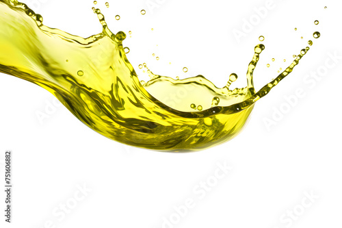 Fresh olive oil dynamic splash isolated on transparent background