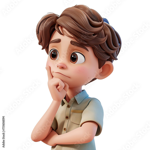 boy thinking emoji face character transparent background, transparent 