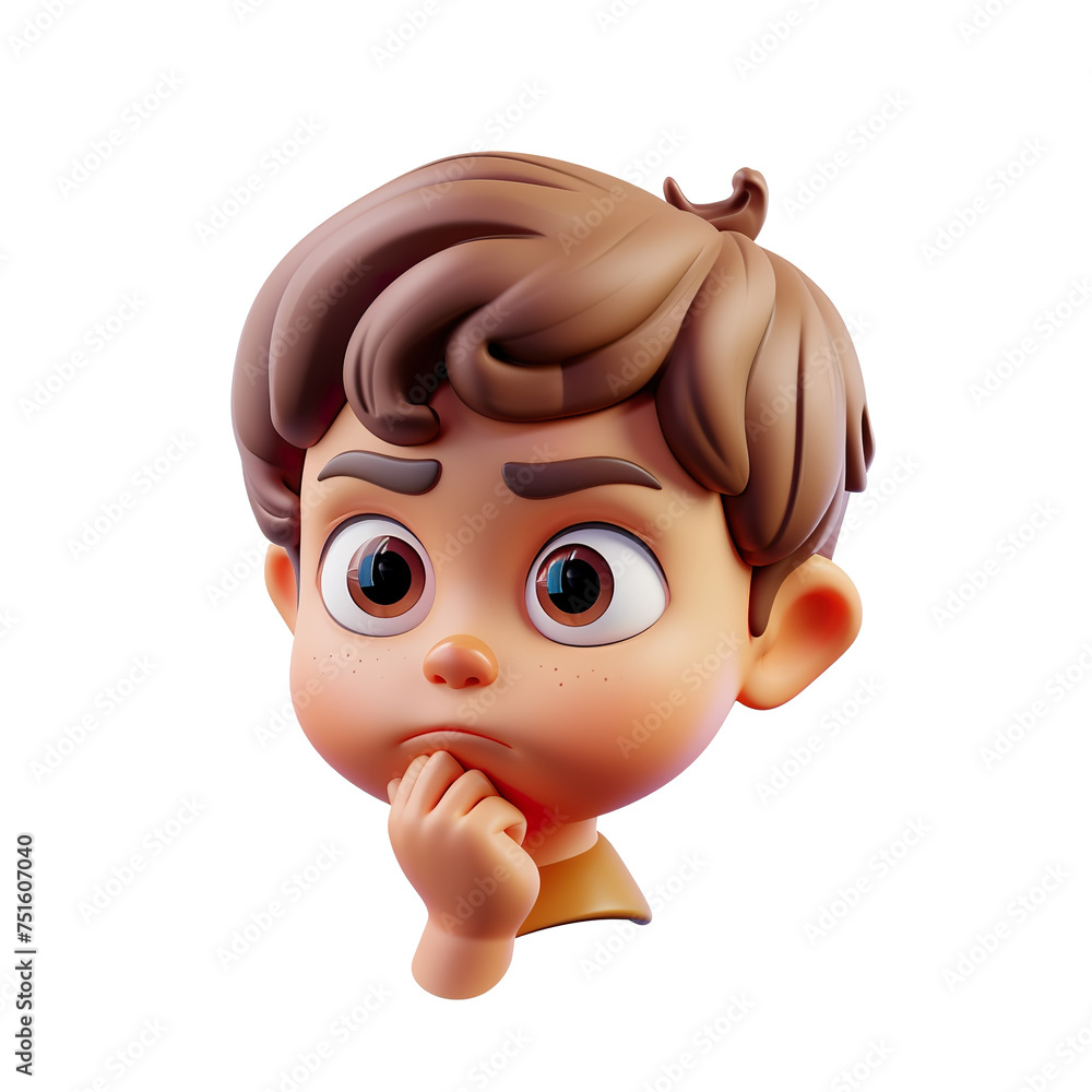 boy thinking emoji face character transparent background, transparent boy thinking emoji face character transparent background, transparent