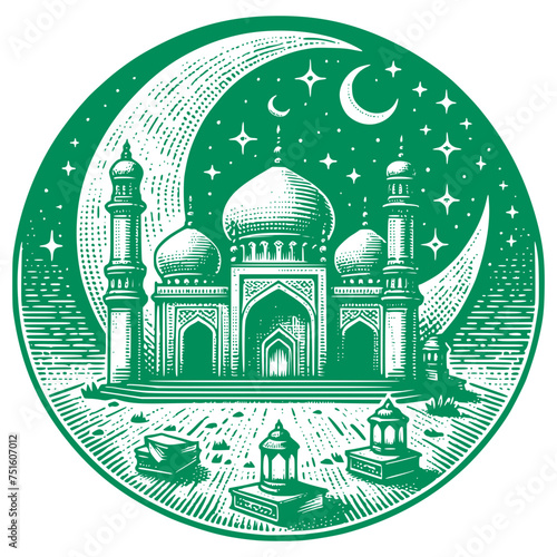 Eid Mubarak Vintage Drawing Styl