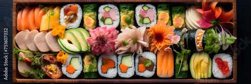A Vibrant, Balanced and Varied Japanese Bento Box Meal Display © Evan