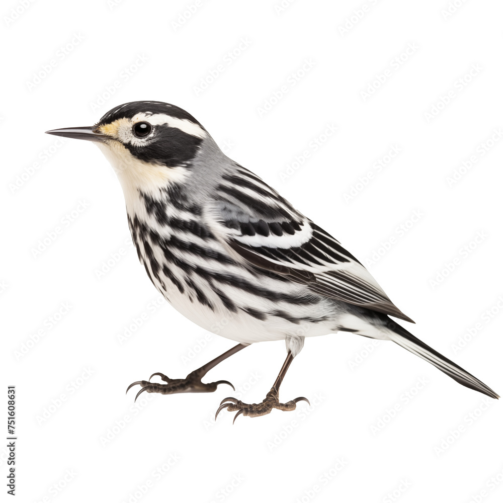 Fototapeta premium black and white warbler isolated on white