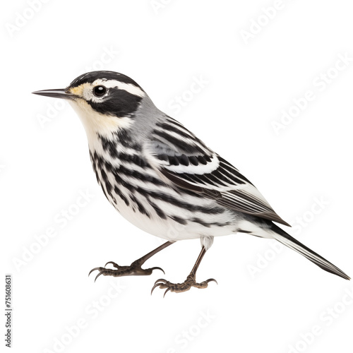 black and white warbler isolated on white