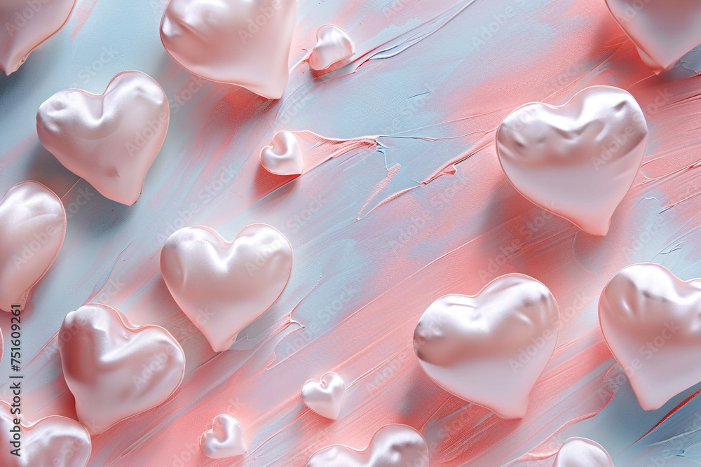 A harmonious blend of soft pink tones and luxurious satin hearts, set against an abstract Valentine backdrop, designed to captivate and enchant in ultra high resolution.