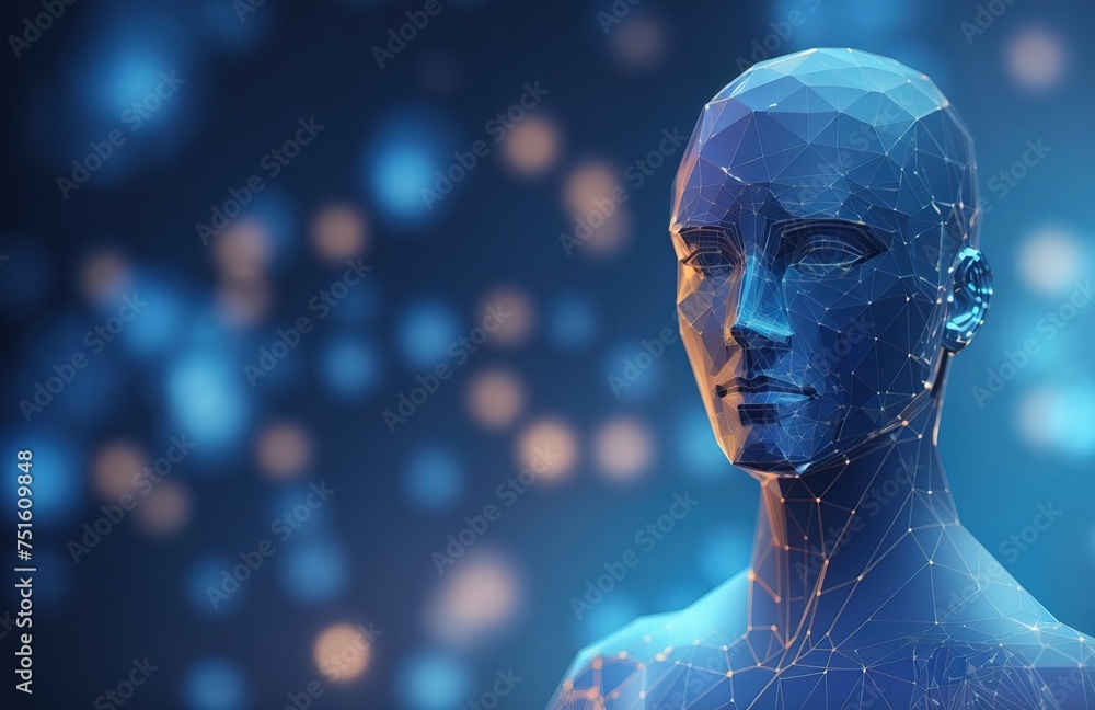 Human man Illustration of a digital wireframe polygon Human man Illustration of a digital wireframe polygon