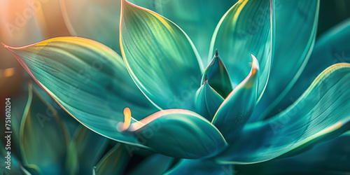 Close-up of an agave plant with vibrant green leaves and soft lighting © smth.design