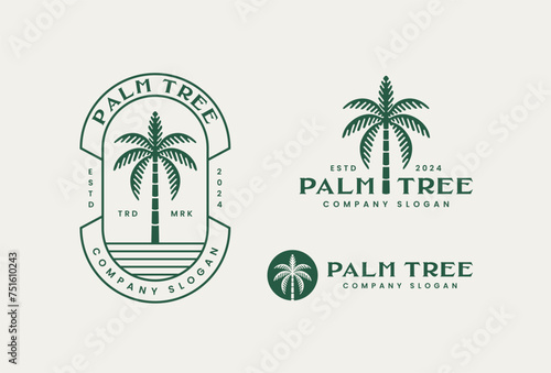 Palm tree vintage logo design template 