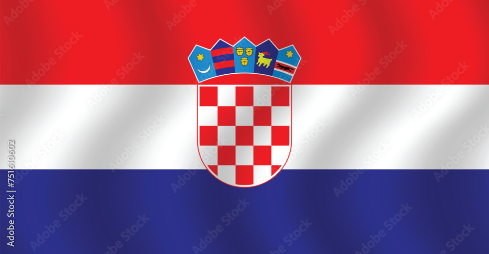 Fototapeta premium Flat Illustration of Croatia national flag. Croatia national flag design. Croatia Wave flag. 