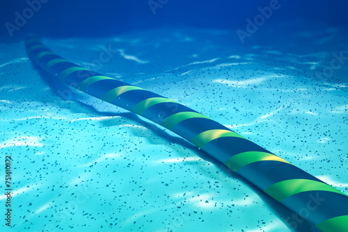 Subsea internet communication cable on the seabed. 3d rendering photo