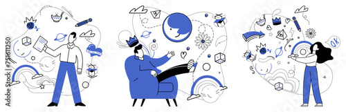 Change management vector illustration. Progress in business strategy is golden path leading to treasure chest change management Occupational perfection is sweet fruit harvested from orchard meticulous
