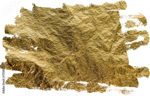 Large gold foil paint texture with a transparent background