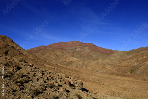 View on a mountain in the High Atlas  which is a mountain range in central Morocco  North Africa  the highest part of the Atlas Mountains