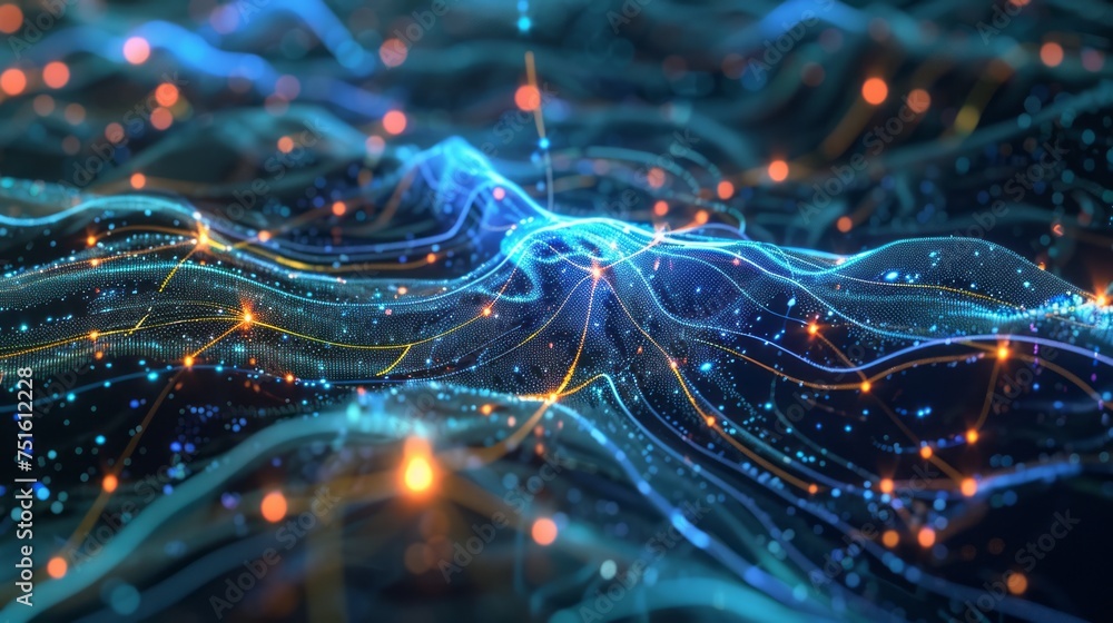Abstract ai learning concept: technology background illustrating interconnected nodes and pathways Abstract ai learning concept: technology background illustrating interconnected nodes and pathways