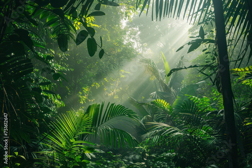 Fototapeta Naklejka Na Ścianę i Meble -  Deep tropical jungles of Southeast Asia in august.