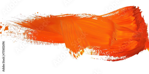 Orange ink brush stroke, Orange brush splashes isolated on transparent png. 