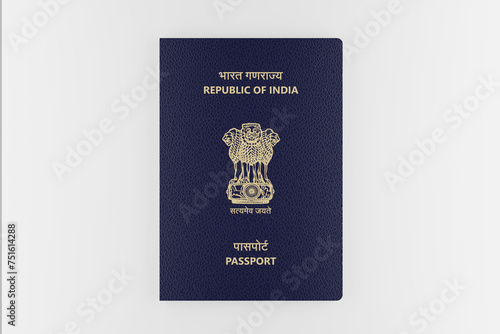 Indian passport isolated on a white background