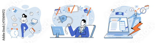 Stress at work vector illustration. Overtime work and pressure to perform can intensify stress levels and affect overall well being The stress at work concept emphasizes importance recognizing
