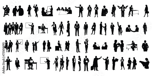 Set bussines silhouettes isolated on white background