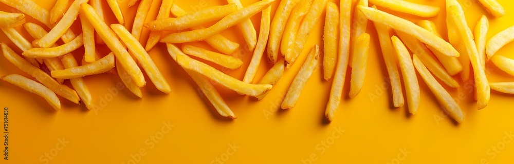 fried French fries isolated against orange background fried French fries isolated against orange background
