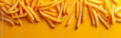 fried French fries isolated against orange background